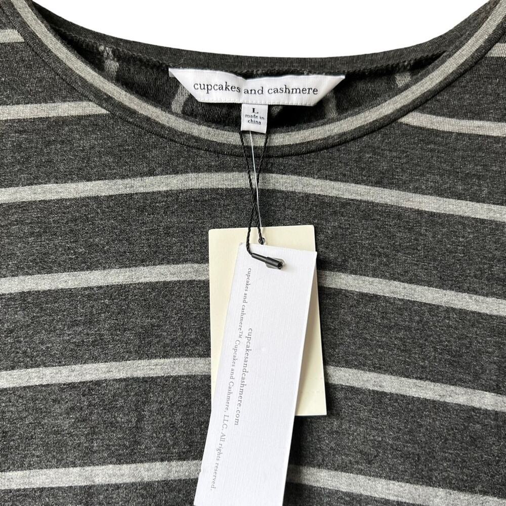 Cupcakes & Cashmere Stripe Malbec Heather Gray Mini Dress Size L - Picture 6 of 11